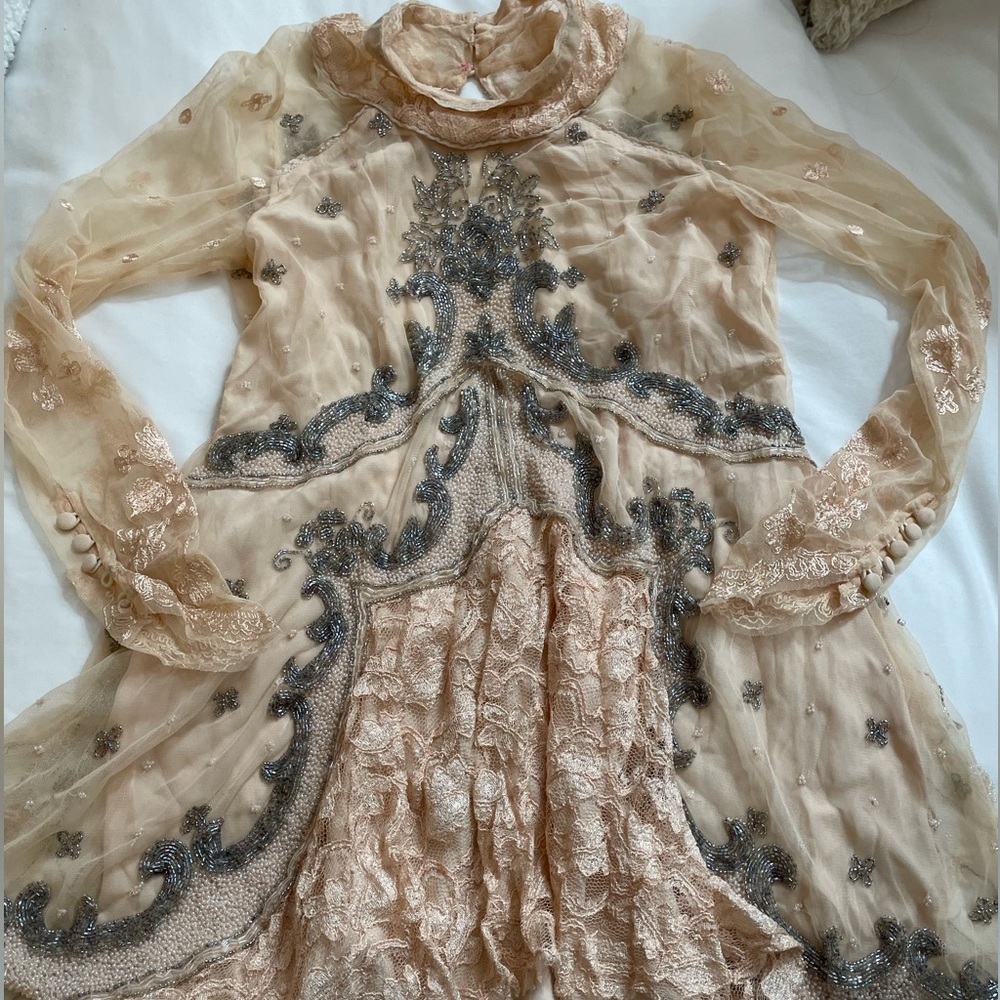 LIMITED EDITION FREE PEOPLE handmade embellished dress